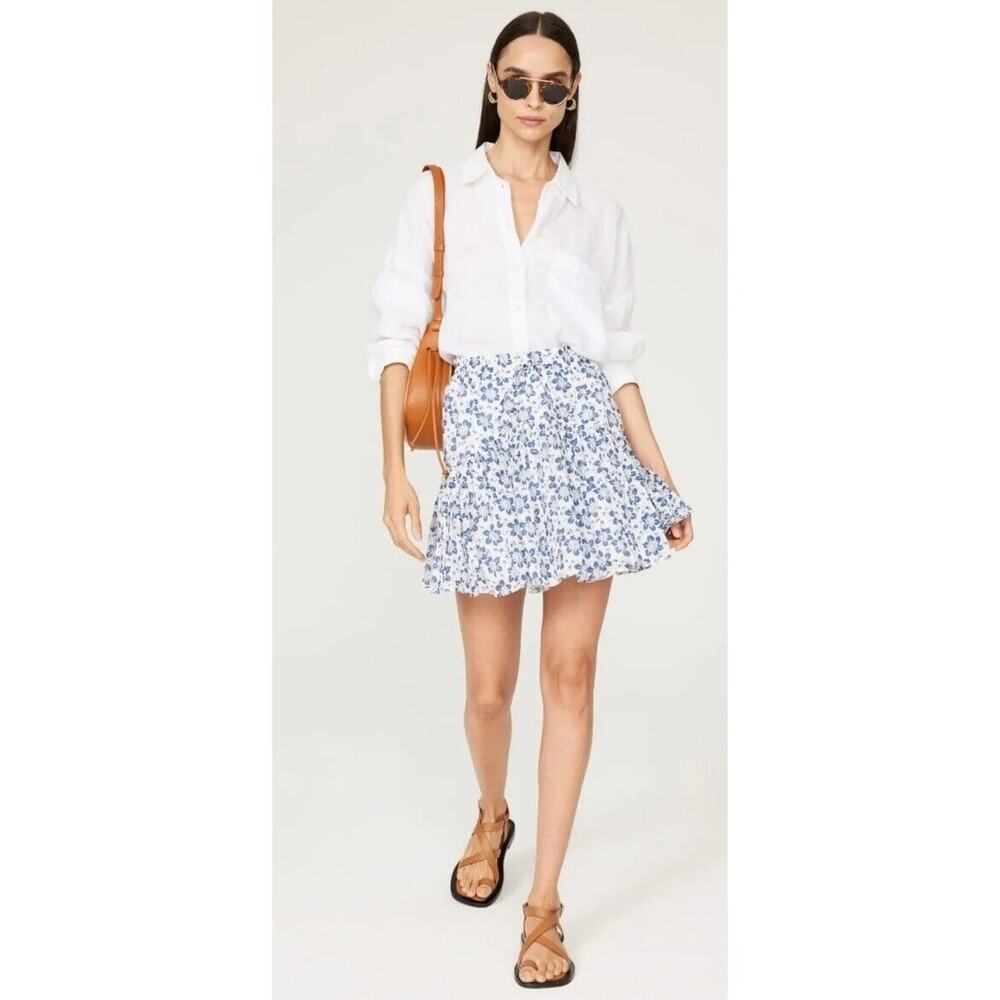 Rent the runway sz 2 polo Ralph lauren white and blue floral lono mini skirt